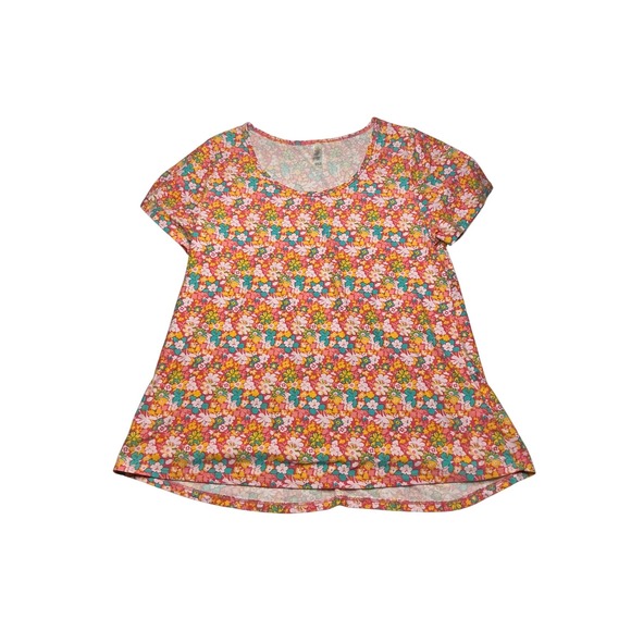 LuLaRoe Tops - LuLaRoe Floral Print Top Short Sleeve V Neck Casual‎ Comfy Tee Size L